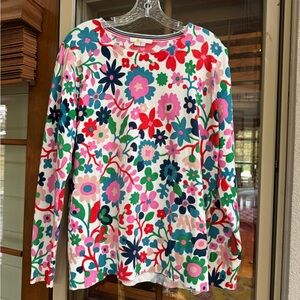 Boden Red and Pink Floral Top